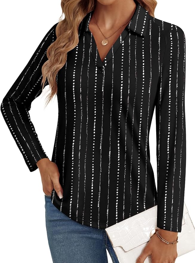 3/4 Length Sleeve Womens Tops Dressy Casual V Neck Polo Shirts Business Work Blouses 2025 Trendy Tunic Top