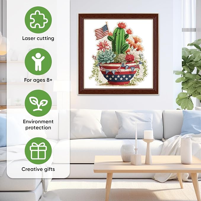 MEATRN Wooden Puzzles for Adults - Artistic Succulent Cactus Wooden Jigsaw Puzzles, Premium Plant Wood Puzzle for Relaxation and Home Décor, Collectible Gift, 507 Pcs, 15.7 x 17.3in