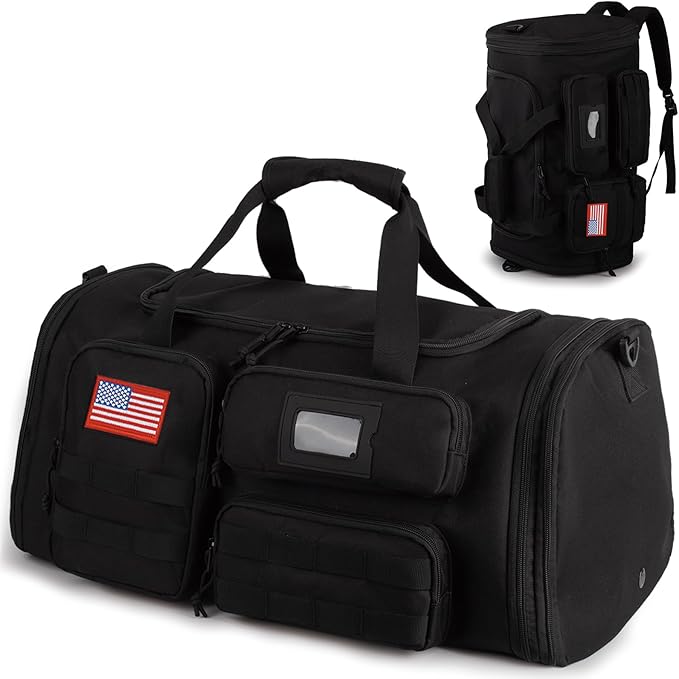 Expandable Gym Bag For Men,Tactical Large 3 in 1 Sports Duffle Bag With Shoes Compartment,Water Resistant Sports Gym Tote Bags Multi-functional Weekend Travel Backpack Overnight Bag