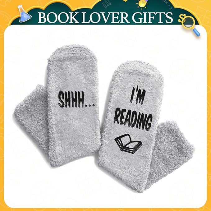 HAPPYPOP Fuzzy Gifts for Women Men - Book K-pop Divorce Inspirational Vegan Scary Film Socks