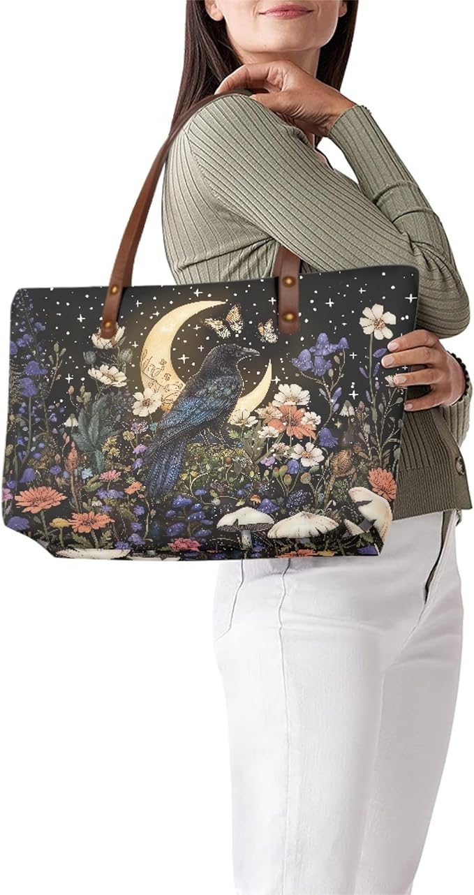 Womens Zip Up Tote Handbag Daisy Print Large Capacity Tote Purse Handbag Big Tote Bag Purse For Work Laptop