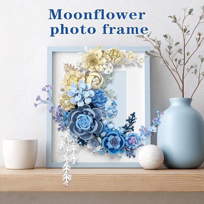 Eternal Flower Building Blocks Set, Simulated Artificial Flowers Moon Models, Home Decor or Idea Present for Adults and Kids, Valentine's Day Gifts for Girls, Standard Particles 934 PCS (JJ9094)