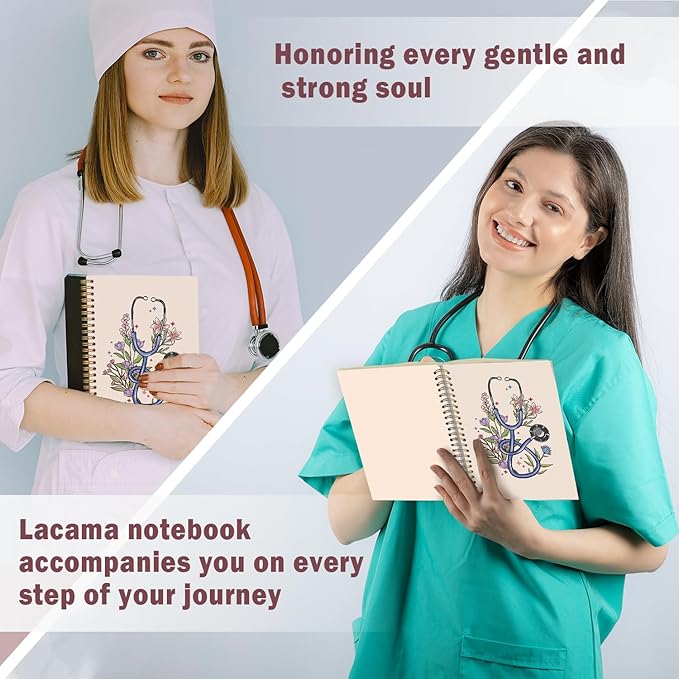 Lacama Nurse Notebook, Nurse Gifs for Women, Nursing Student Graduation Gifts, Stethoscope Flower Spiral Notebook, Nurse Essentials, Nurses Week Gifts, Office School Supplies