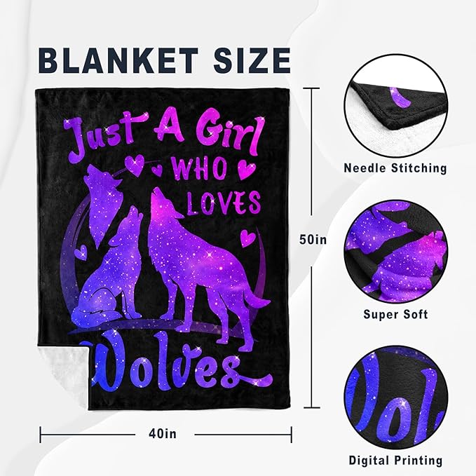 Turelos Wolf Gifts Blanket for Girls, Wolves Gift for Women, Wolf Themed Gifts/Stuff for Wolf Lover Blanket 50x40in