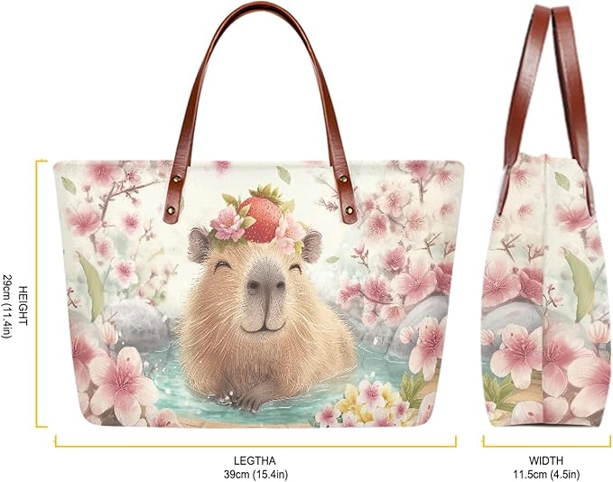 Womens Zip Up Tote Handbag Daisy Print Large Capacity Tote Purse Handbag Big Tote Bag Purse For Work Laptop