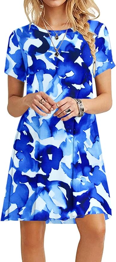MOLERANI Women's Casual Plain Simple T-Shirt Loose Dress
