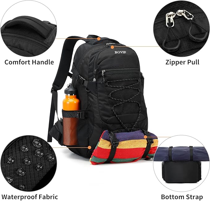 BOVIP 40L Hiking Backpack Waterproof Lightweight Daypack Travel Sports Camping Backpack for Men Women