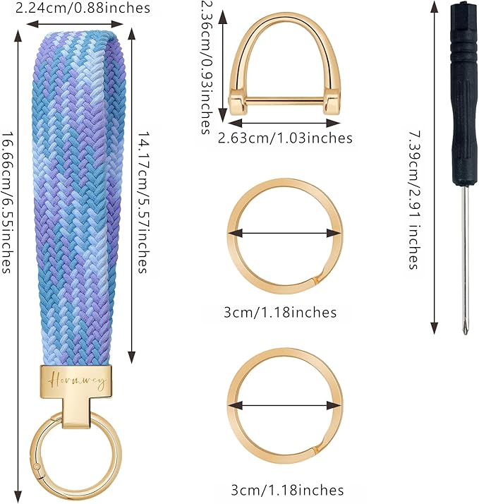 Hovmwey Elastic Wristlet Keychain for Women Men, Cute Car Key Chain, Braided Wrist Strap Lanyard for Keys ID Badges