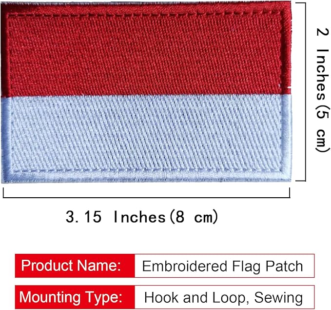 EmWoot 2PCS Indonesia Flag Patch Embroidered Morale Patch Military Tactical Patches Hook and Loop