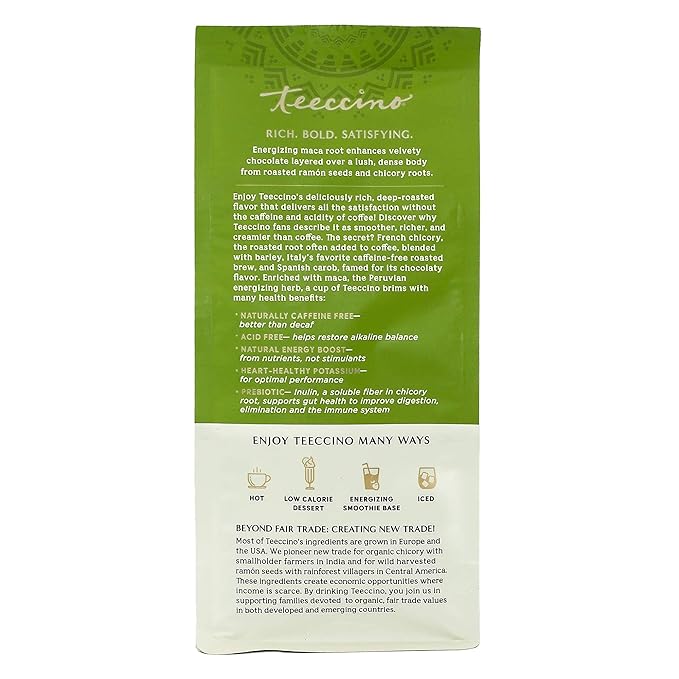 Teeccino Herbal Coffee Variety Pack - Vanilla Nut, French Roast, Maca Chocolaté - Ground Herbal Coffee That’s Prebiotic, Caffeine-Free & Acid Free, Dark Roast, 11 Ounce (Pack of 3)