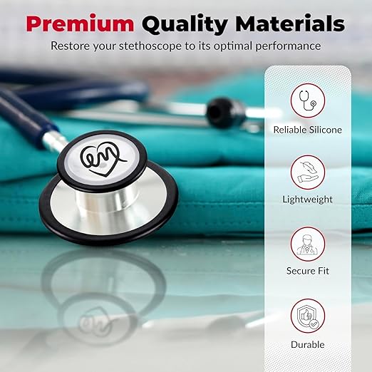 Stethoscope Replacement Part Kit for Littman Stethoscope Classic 3, Cardiology 3 & Cardiology 4 - Fits Classic III, Cardiology III & IV (Black)