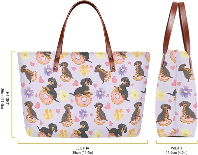 Womens Zip Up Tote Handbag Daisy Print Large Capacity Tote Purse Handbag Big Tote Bag Purse For Work Laptop