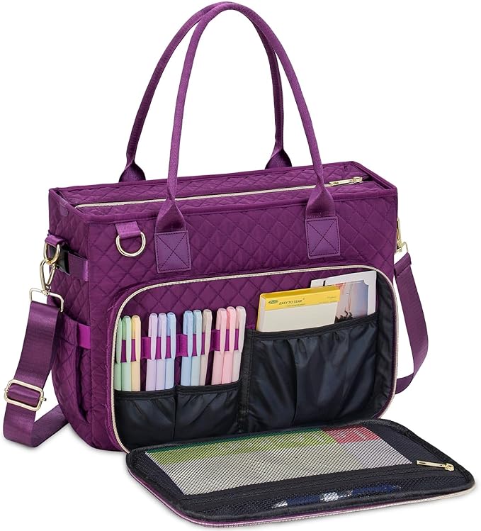 FIORETTO Teacher Tote Bag for Women with Laptop Compartment, Large Cup Holder, Zip Closure, Ideal for Work, Bible, Nurse