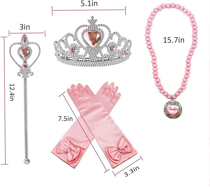 Orgrimmar Princess Dress Up Accessories Gloves Tiara Crown Wand Necklaces Presents for Kids Girls