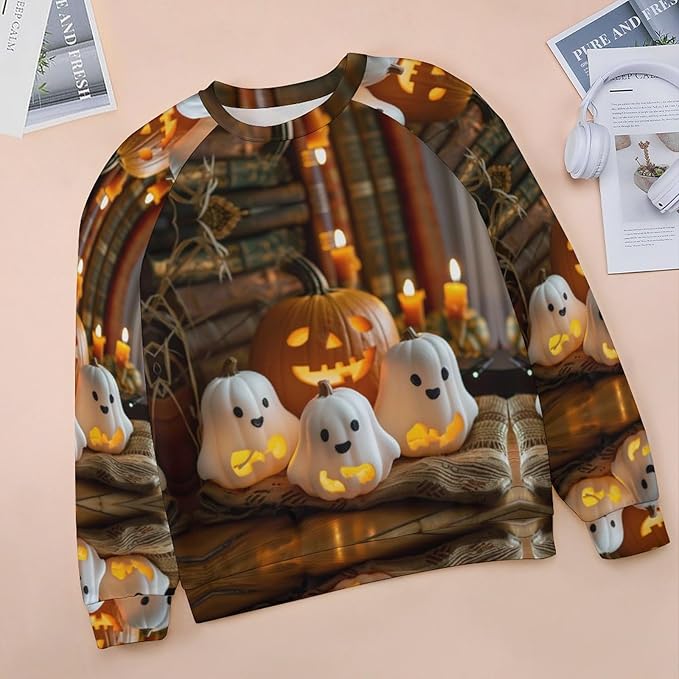 Spatofa Womens novelty funny cat printed crewneck sweatshirt casual loose long sleeve graphic pullover sweatshirts tops