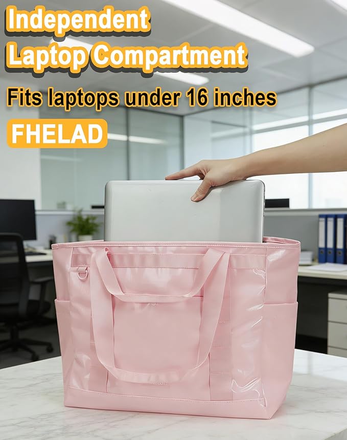 Tote Bag for Women, Lightweight Beach Bag with Laptop Pocket for Teacher Nurse, Travel Shoulder Handbag for College