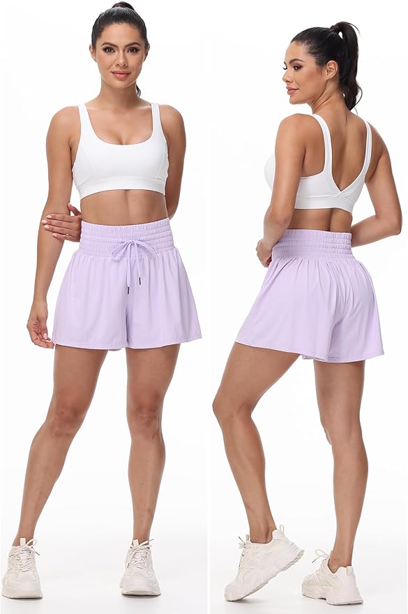 Blaosn Flowy Athletic Shorts for Women Gym Workout Running Short Pants High Waist Skort with Pocket Casual Summer Clothes