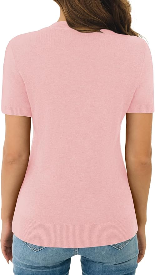 Women's Soft Short Sleeve Wool Blend Pullover Sweater for Business Casual & Fashion