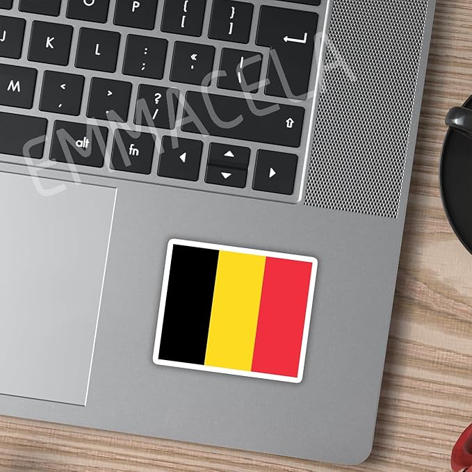 (3PCS) Belgium Flag stickers, Countries Flag Stickers - Waterproof Vinyl Decals For Laptops, Tumblers, Water Bottles, Books, Scrapbooks, Size 3 x 2.5