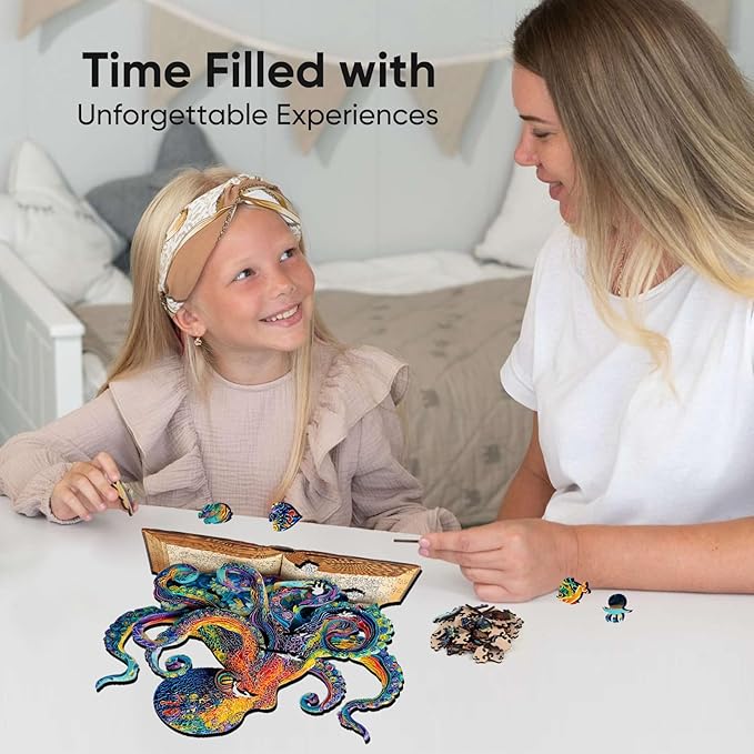 Reouinty Wooden Puzzle for Adults 500 Pieces, Octopus Book Jigsaw Puzzles, Unique Shape Animal Adult Puzzles, Irregular Wood Best Gift for Adults Family Game(16.8 * 16.1 in)