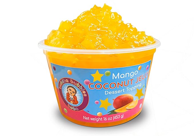 Premium Coconut Jelly Dessert Topping by Buddha Bubbles Boba (Mango Star Jelly)
