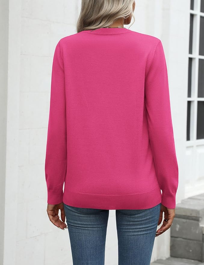 Zeagoo Womens 2026 Fall Sweaters Long Sleeve Tops Classic Crew Neck Pullover Sweaters Loose Dressy Casual Basic Clothes