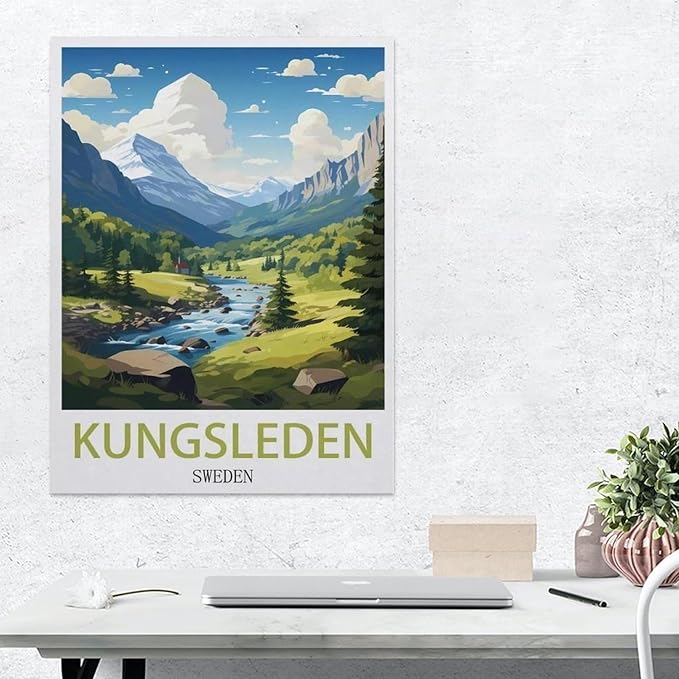 Jigsaw Puzzle 1000 Piece，Kungsleden Sweden Vintage Travel Poster，Wood Jigsaw Puzzle for Kids Adult, Puzzle Game Toys Gift for Wall Decoration（75x50cm）-BH52