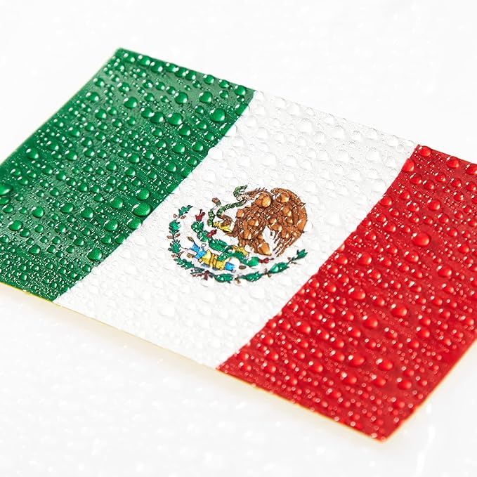 CANTENDO 5Pcs Mexico Flag Decal Sticker - Mexican Flag Reflective Vinyl Car Stickers - for Car Window Bumper Waterproof Sticker (2.5 x 4.5 Inch)