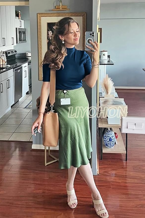 LIYOHON Womens Tops Dressy Casual Mock Turtleneck Business Short Sleeve T Shirts Going Out Tops 2026