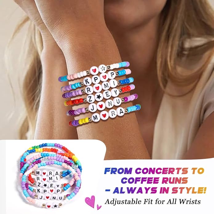 AICase for Korea-Pop Merch Gifts Toys Cosplay Birthday Decorations Bracelets Outfit Costume 6 Pcs Stackable Stretch Beaded Bracelets Merchandise Jewelry Gifts for Fans Women Christmas Stocking