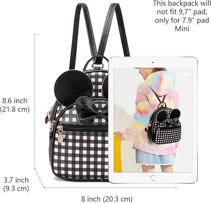 KL928 Girls Mini Backpack Bowknot Polka Dot Cute Small Daypacks Convertible Shoulder Bag Purse for Women