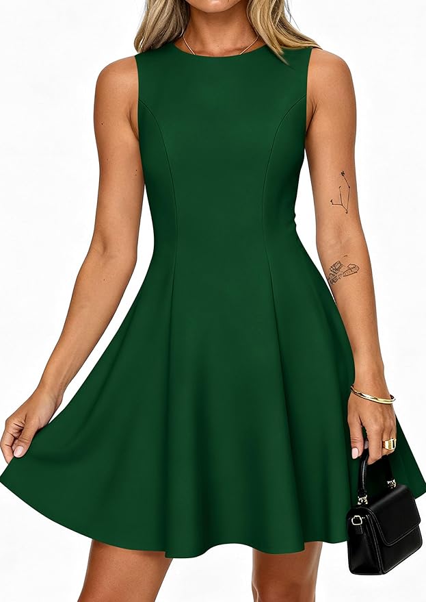 PRETTYGARDEN Summer Dresses for Women 2026 Elegant Sleeveless Boat Neck A Line Spring Formal Cocktail Party Mini Dress