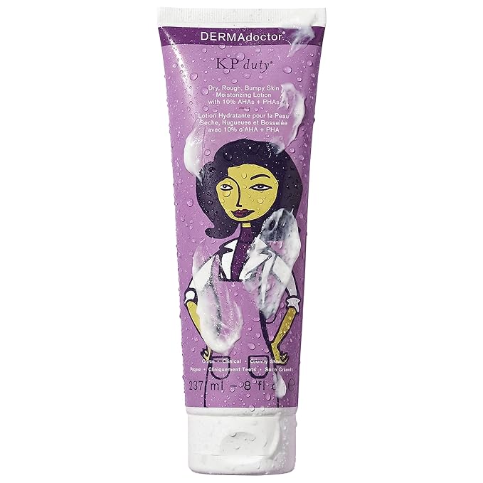 DERMAdoctor KP Bump Eraser Keratosis Pilaris Lotion – Gentle KP Cream for Arms and Full Body | Rough and Bumpy Skin Lotion for Keratosis Pilaris | Smooths, Hydrates & Softens | 10% AHAs + PHAs, 8 oz