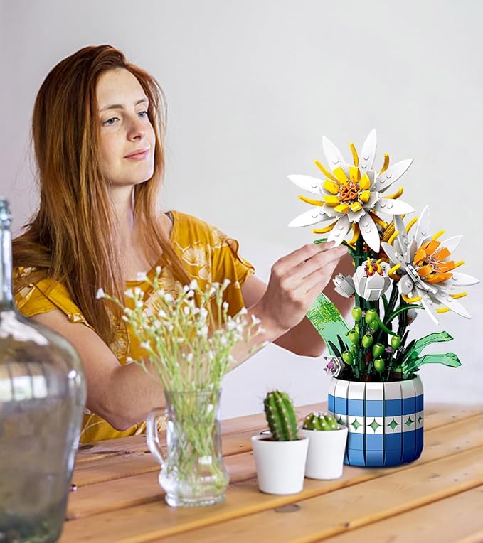 Epiphyllum Flowers Building Set- Compatible with Lego Botanical Collection, Flower Botanical Bonsai Building Toys for Adults Ideal for Mothers Day Display (835PCS)
