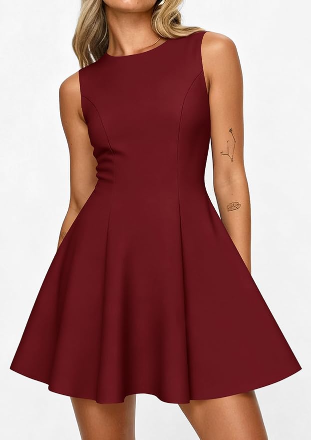 PRETTYGARDEN Summer Dresses for Women 2026 Elegant Sleeveless Boat Neck A Line Spring Formal Cocktail Party Mini Dress