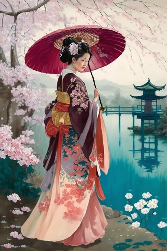 500 Piece Adult Puzzle, Sakura Japanese Kimono Girl, Puzzle Educational Gift, Room Decor Exercise Willpower