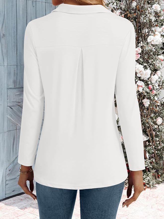 3/4 Length Sleeve Womens Tops Dressy Casual V Neck Polo Shirts Business Work Blouses 2025 Trendy Tunic Top