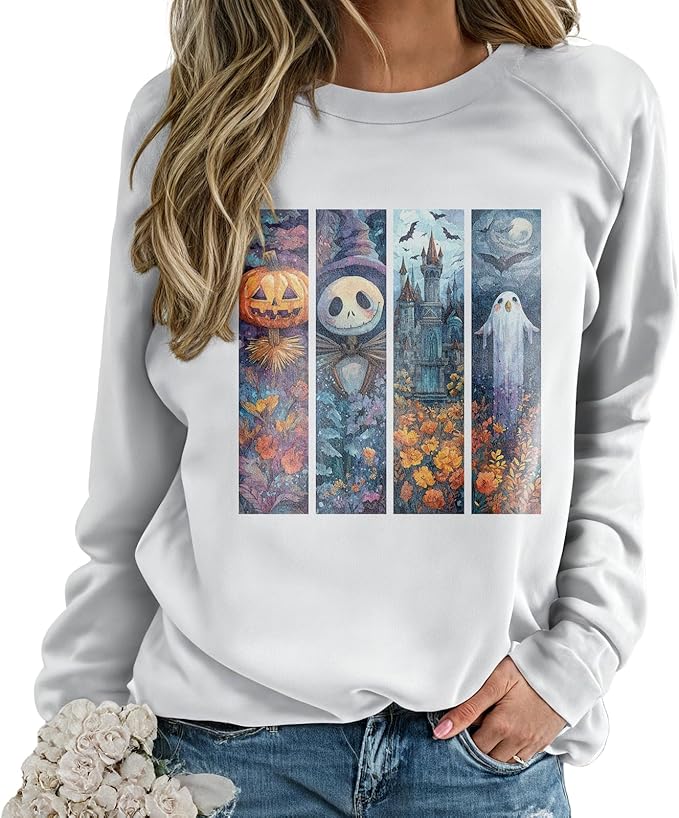 domirica Halloween Sweatshirt For Women Long Sleeve Crew Neck Sweatshirts Fall Halloween Costumes For Holiday Party 2025
