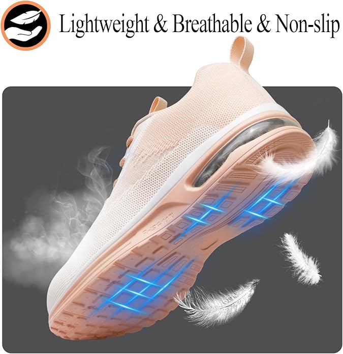 Steel Toe Shoes for Women Lightweight Breathable Safety Work Sneakers Non Slip Puncture Proof Utility Slip On Footwear for Industrial Construction