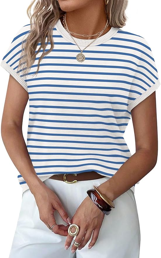 WIHOLL Short Sleeve Sweater for Women Summer Tops Crew Neck Fashion Clothing Tshirts Shirts Travel Outfits Dressy Casual