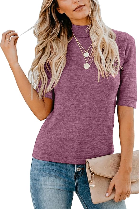 LETSRUNWILD Business Casual Tops for Women Dressy Cute Tops Mock Turtleneck Tshirts Shirts