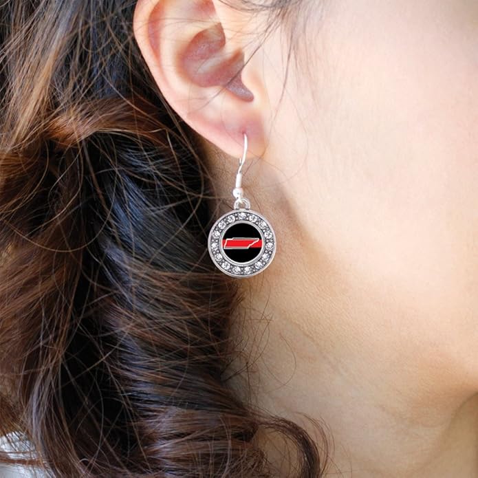 Inspired Silver - Silver Circle Charm French Hook Drop Earrings with Cubic Zirconia Jewelry