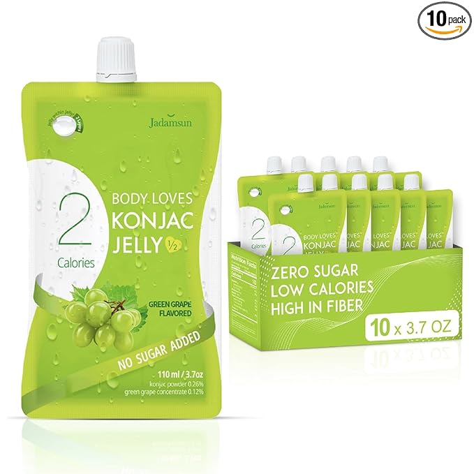 Jadamsun Konjac Jelly Juice (Grape, 10 pcs) - Delicious Low-Calorie Healthy Korean Snack, Drinkable Fruit Snack, Sugar-Free, Vegan, Gluten-Free