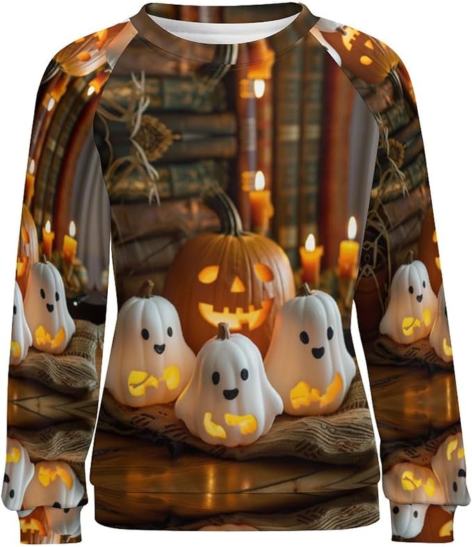 Spatofa Womens novelty funny cat printed crewneck sweatshirt casual loose long sleeve graphic pullover sweatshirts tops