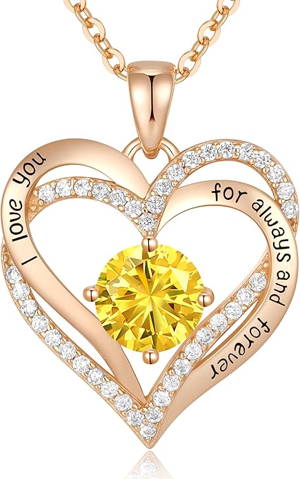 CDE Valentine's Day Gift Forever Love Heart Necklaces for Women, Wedding Anniversary, Birthday Mothers Christmas Day Gifts for Mom, Mother, Wife, S925 Silver Jewelry with Birthstone Pendant