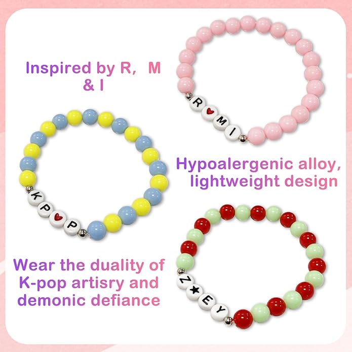 Annymall Korea-Pop Inspired Merch toys Bracelets Sets for Women, Korea-Pop Bracelet Friendship Jewelry, for Huntrix Merchandise for Rumi Mira Zoey Fans Christmas Gifts Cosplay Outfits Decor