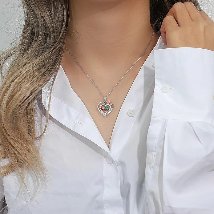 Iefil Valentines Day Gifts for Her - 925 Sterling Silver Double Birthstone Necklace, Anniversary Birthday Gifts for Women, Jewelry Gift for Wife Girlfriend Mom Her