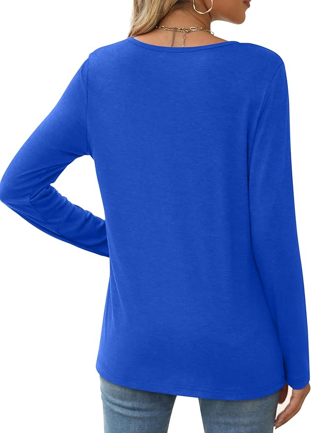 XIEERDUO Long Sleeve Shirts for Women Casual Crew Neck Basic Fall Tops Loose Fit Comfy