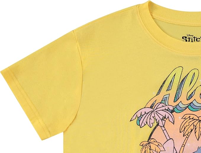 Disney Ladies Lilo and Stitch Shirt - Ladies Classic Lilo and Stitch Tee - Lilo and Stitch Short Sleeve Skimmer Crop Top Tee