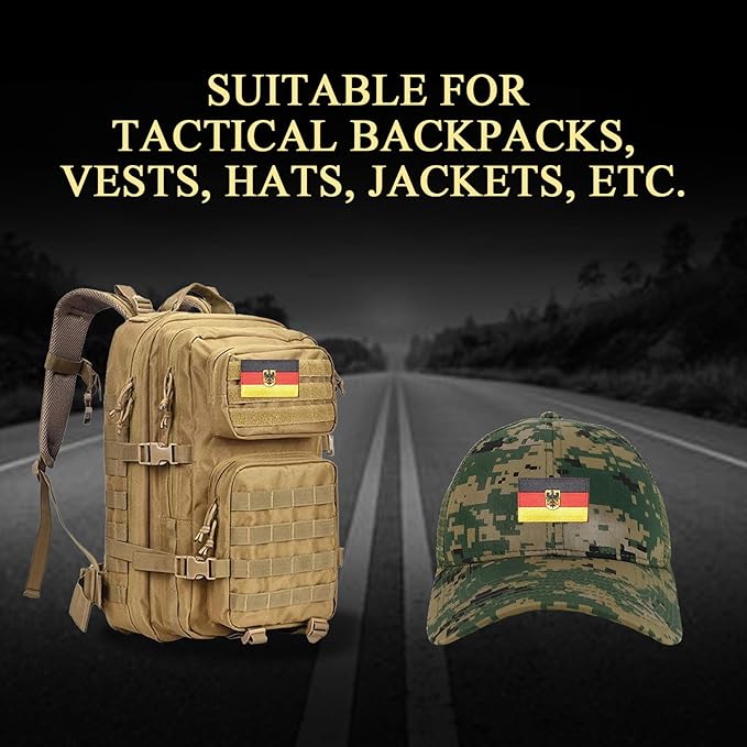 EmWoot 2PCS Germany Flag Emblem Patch Embroidered Morale Patch Military Tactical Patches Hook and Loop(Emblem)